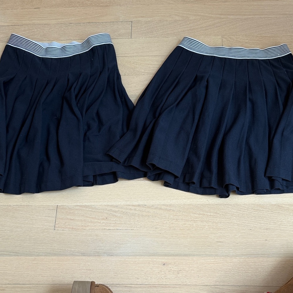 Jacadi Girls Navy Pleated Mini Skirt with Striped Waistband Set With 2 Skirts